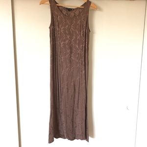 Vintage Brown Silky Bias Cut Tank Dress